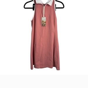 Pink Sleeveless Dress with White Collar